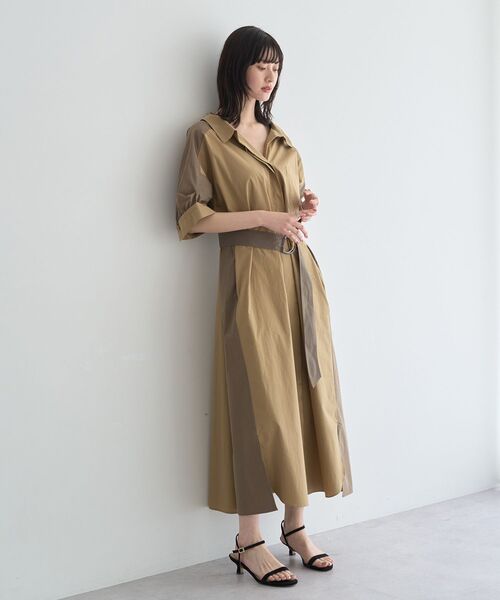 Editt by YECCA VECCA(エディットバイイェッカヴェッカ)の「ベルト付きスキッパーシャツワンピース(シャツワンピース・レディース・ブルー/ベージュ/ストライプ・FREE)」の11枚目の写真