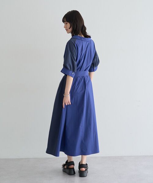 Editt by YECCA VECCA(エディットバイイェッカヴェッカ)の「ベルト付きスキッパーシャツワンピース(シャツワンピース・レディース・ブルー/ベージュ/ストライプ・FREE)」の18枚目の写真