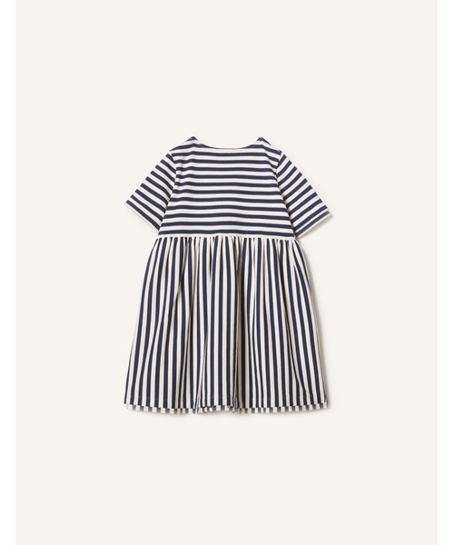 Maison Kitsune（メゾンキツネ）の「FOX HEAD KID STRIPPED DRESS（ワンピース・キッズ・ホワイト×ネイビー・12/10/8/6/4）」の4枚目の写真