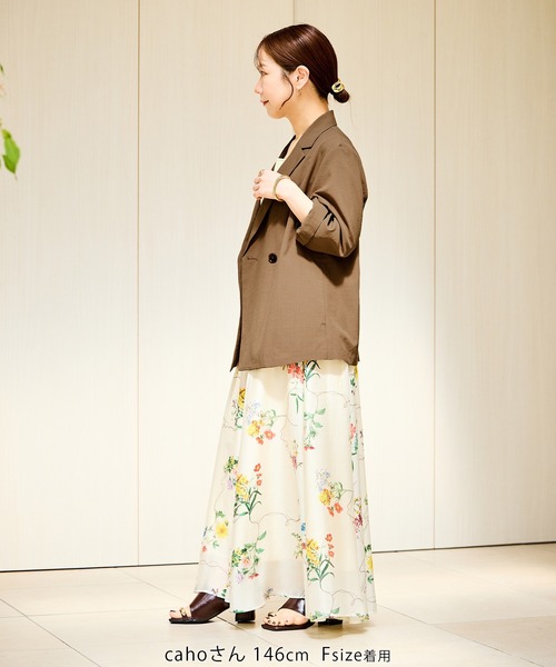 ROPE' PICNIC(ロペピクニック)の「【cahoさんコラボ】低身長・小柄さんサイズ エアリーリネンライク ダブルジャケット(テーラードジャケット・レディース・ブラック/ネイビー/ベージュ/キャメル/ダークブラウン・FREE)」の7枚目の写真