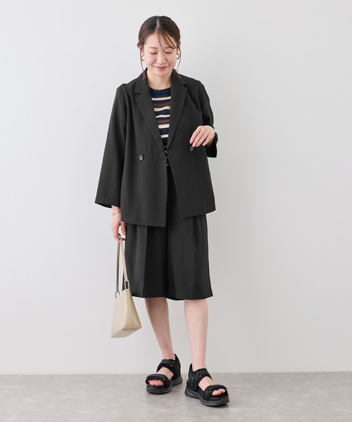 ROPE' PICNIC(ロペピクニック)の「【cahoさんコラボ】低身長・小柄さんサイズ エアリーリネンライク ダブルジャケット(テーラードジャケット・レディース・ブラック/ネイビー/ベージュ/キャメル/ダークブラウン・FREE)」の12枚目の写真