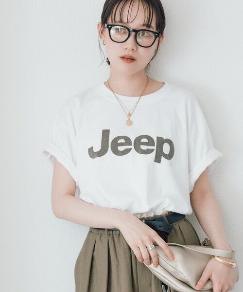 GOOD ROCK SPEED(グッドロックスピード)の「【大人のロゴTシャツ】Jeep Tee (夏服/半袖)(Tシャツ/カットソー・レディース・オフホワイト/ブラウン・FREE)」の1枚目の写真