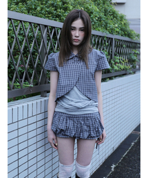 UGLY SHADOW（アグリーシャドウ）の「CHECKERED DOUBLE BLOUSE(NAVY)（シャツ/ブラウス）」
