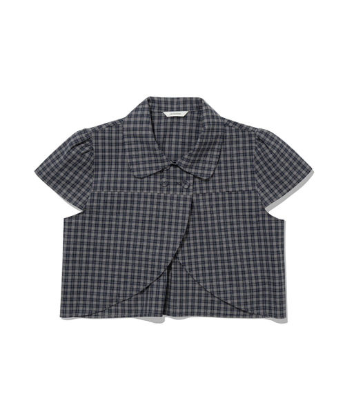 UGLY SHADOW（アグリーシャドウ）の「CHECKERED DOUBLE BLOUSE(NAVY)（シャツ/ブラウス・レディース・その他・FREE）」の4枚目の写真