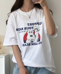ベアプリントクルーネックTシャツ 半袖