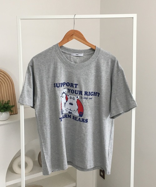 RME.（アールエムイー）の「ベアプリントクルーネックTシャツ 半袖（Tシャツ/カットソー・レディース・ホワイト/グレー・S/M/L）」の10枚目の写真