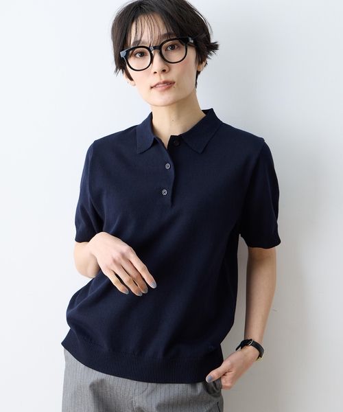DECOY SINCE 1981（デコイシンスイチキュウハチイチ）の「ポロカラーサマーニット【ハンドウォッシャブル】（Tシャツ/カットソー・レディース・レッド/ブラウン/ネイビー・M/L）」の6枚目の写真