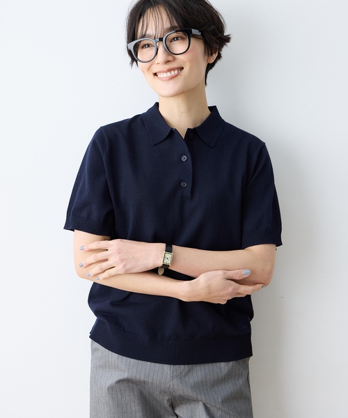 DECOY SINCE 1981（デコイシンスイチキュウハチイチ）の「ポロカラーサマーニット【ハンドウォッシャブル】（Tシャツ/カットソー・レディース・レッド/ブラウン/ネイビー・M/L）」の7枚目の写真