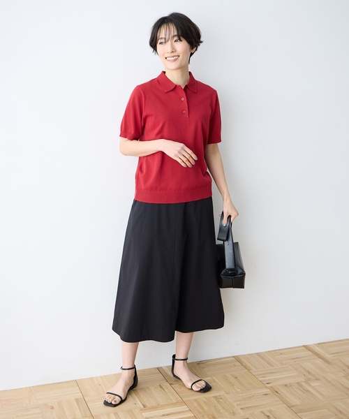 DECOY SINCE 1981（デコイシンスイチキュウハチイチ）の「ポロカラーサマーニット【ハンドウォッシャブル】（Tシャツ/カットソー・レディース・レッド/ブラウン/ネイビー・M/L）」の11枚目の写真