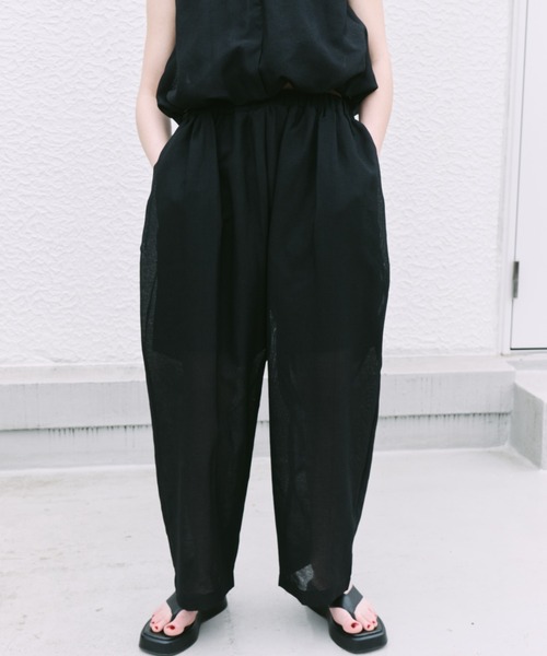 HANNE(アン)の「シアーギャザーパンツ(その他パンツ・レディース・ベージュ/ブラック/アイボリー・M/S)」の3枚目の写真