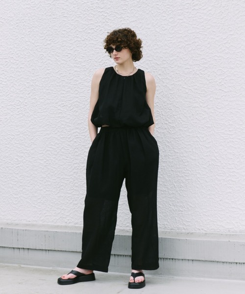 HANNE(アン)の「シアーギャザーパンツ(その他パンツ・レディース・ベージュ/ブラック/アイボリー・M/S)」の9枚目の写真