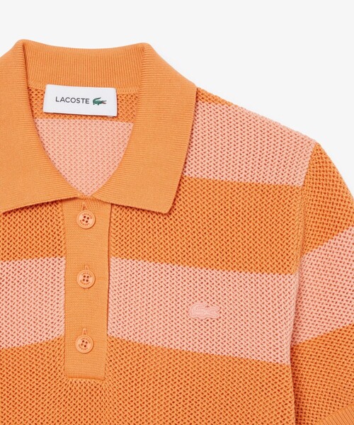 LACOSTE(ラコステ)の「ファットボーダーメッシュニットポロシャツ(ニット/セーター・レディース・オレンジ/ブルー・36/34/38)」の13枚目の写真