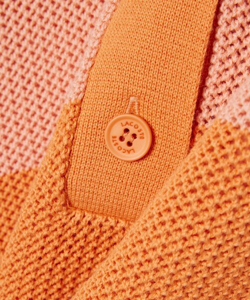 LACOSTE(ラコステ)の「ファットボーダーメッシュニットポロシャツ(ニット/セーター・レディース・オレンジ/ブルー・36/34/38)」の12枚目の写真