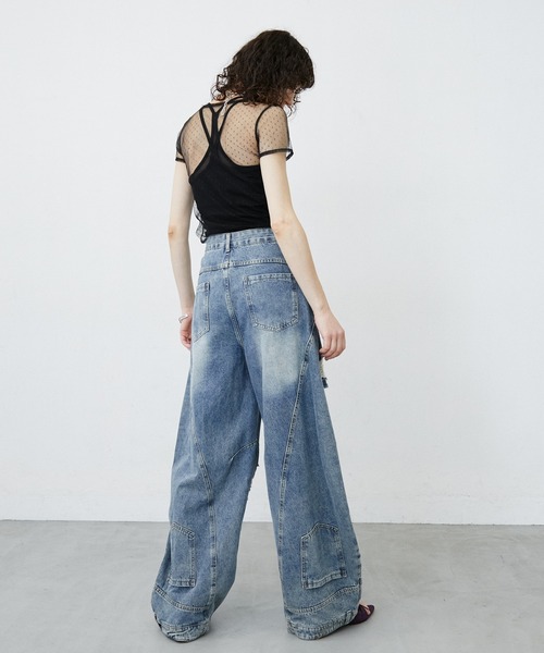 uyu.(ウユ)の「Dot Pattern Front Hole Sheer Top/ドット柄フロントホールシアートップス(Tシャツ/カットソー・レディース・ホワイト/ブラック・FREE)」の7枚目の写真