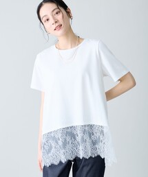 レースコンビフレアーカットソー
