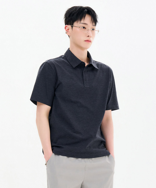 CHASECULT（チェイスカルト）の「共用クールカラー半袖Tシャツ-FCRU5714E0L（ポロシャツ・メンズ・チャコールグレー・110/90/95/100/105）」の2枚目の写真