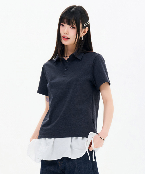 CHASECULT（チェイスカルト）の「共用クールカラー半袖Tシャツ-FCRU5714E0L（ポロシャツ・メンズ・チャコールグレー・110/90/95/100/105）」の5枚目の写真