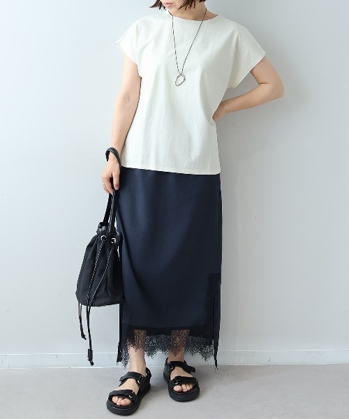 leswel(レスウェル)の「【M/L】レースヘムナロースカート(スカート・レディース・ネイビー/ダークブラウン・M/L)」の4枚目の写真
