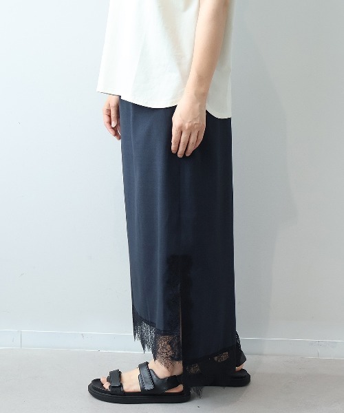 leswel(レスウェル)の「【M/L】レースヘムナロースカート(スカート・レディース・ネイビー/ダークブラウン・M/L)」の6枚目の写真