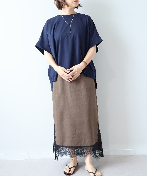 leswel(レスウェル)の「【M/L】レースヘムナロースカート(スカート・レディース・ネイビー/ダークブラウン・M/L)」の12枚目の写真