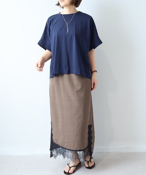 leswel(レスウェル)の「【M/L】レースヘムナロースカート(スカート・レディース・ネイビー/ダークブラウン・M/L)」の13枚目の写真