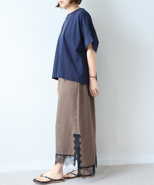 leswel(レスウェル)の「【M/L】レースヘムナロースカート(スカート・レディース・ネイビー/ダークブラウン・M/L)」の14枚目の写真