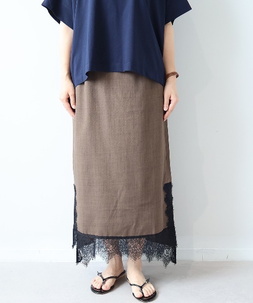 leswel(レスウェル)の「【M/L】レースヘムナロースカート(スカート・レディース・ネイビー/ダークブラウン・M/L)」の15枚目の写真
