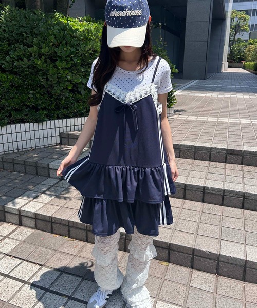WC(ダブル シー)の「2ラインティアードキャミワンピース(ワンピース・レディース・ネイビー/レッド・FREE)」の5枚目の写真