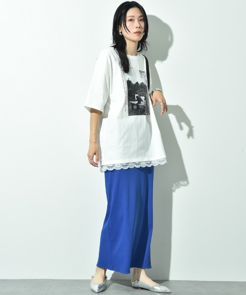 INTERPLANET(インタープラネット)の「CATプリント裾レースT(Tシャツ/カットソー・レディース・オフホワイト/チャコールグレー・FREE)」の19枚目の写真
