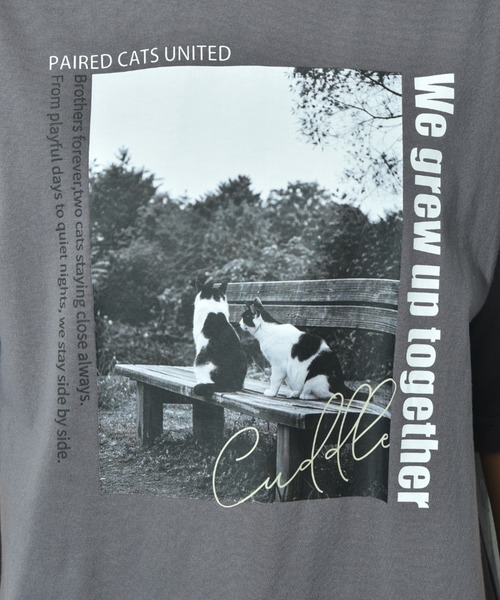 INTERPLANET(インタープラネット)の「CATプリント裾レースT(Tシャツ/カットソー・レディース・オフホワイト/チャコールグレー・FREE)」の13枚目の写真
