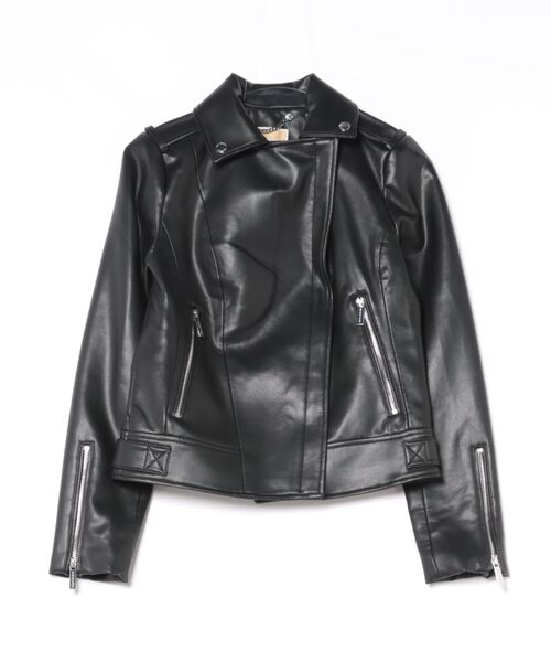 MICHAEL KORS(マイケルコース)の「フォーレザー MOTO ジャケット(ライダースジャケット・レディース・ブラック・L/M/S/XS)」の1枚目の写真