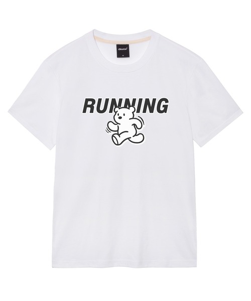 OKSTAR(オクスター)の「ランニングクマの半袖(Tシャツ/カットソー・レディース・グレー/ネイビー/ダークブルー/ブラック/ダークグレー/クリーム/ライトベージュ/ライトグレー/ホワイト/ダークグリーン/カーキ・SMALL/MEDIUM/LARGE/X-LARGE/2XL/3XL/4XL)」の1枚目の写真
