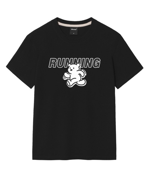 OKSTAR(オクスター)の「ランニングクマの半袖(Tシャツ/カットソー・レディース・グレー/ネイビー/ダークブルー/ブラック/ダークグレー/クリーム/ライトベージュ/ライトグレー/ホワイト/ダークグリーン/カーキ・SMALL/MEDIUM/LARGE/X-LARGE/2XL/3XL/4XL)」の2枚目の写真