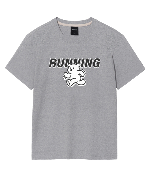 OKSTAR(オクスター)の「ランニングクマの半袖(Tシャツ/カットソー・レディース・グレー/ネイビー/ダークブルー/ブラック/ダークグレー/クリーム/ライトベージュ/ライトグレー/ホワイト/ダークグリーン/カーキ・SMALL/MEDIUM/LARGE/X-LARGE/2XL/3XL/4XL)」の15枚目の写真