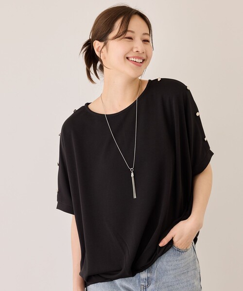 Jayro(ジャイロ)の「金釦裾タックプルオーバー(Tシャツ/カットソー・レディース・グリーン/ブルー/ホワイト/ブラック・M)」の3枚目の写真
