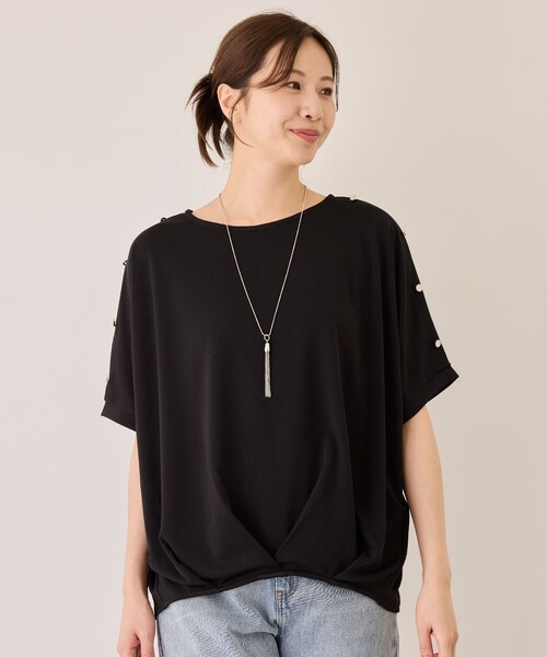Jayro(ジャイロ)の「金釦裾タックプルオーバー(Tシャツ/カットソー・レディース・グリーン/ブルー/ホワイト/ブラック・M)」の5枚目の写真