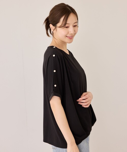 Jayro(ジャイロ)の「金釦裾タックプルオーバー(Tシャツ/カットソー・レディース・グリーン/ブルー/ホワイト/ブラック・M)」の6枚目の写真