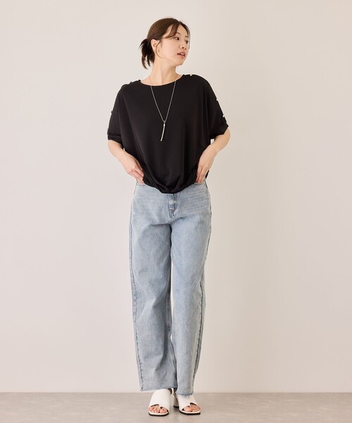 Jayro(ジャイロ)の「金釦裾タックプルオーバー(Tシャツ/カットソー・レディース・グリーン/ブルー/ホワイト/ブラック・M)」の9枚目の写真