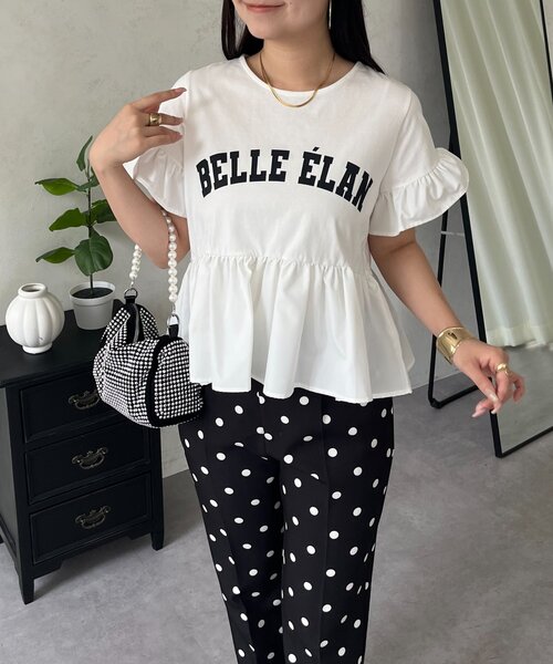 prose verse(プロズヴェール)の「袖フリルロゴペプラムTシャツ(Tシャツ/カットソー・レディース・ブラック/オフホワイト・MEDIUM/LARGE)」の5枚目の写真