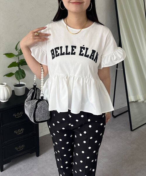 prose verse(プロズヴェール)の「袖フリルロゴペプラムTシャツ(Tシャツ/カットソー・レディース・ブラック/オフホワイト・MEDIUM/LARGE)」の6枚目の写真