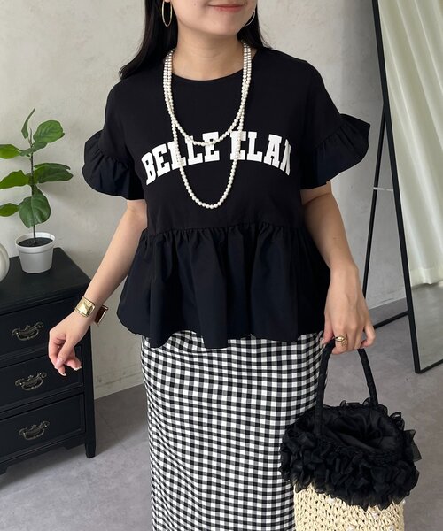 prose verse(プロズヴェール)の「袖フリルロゴペプラムTシャツ(Tシャツ/カットソー・レディース・ブラック/オフホワイト・MEDIUM/LARGE)」の21枚目の写真