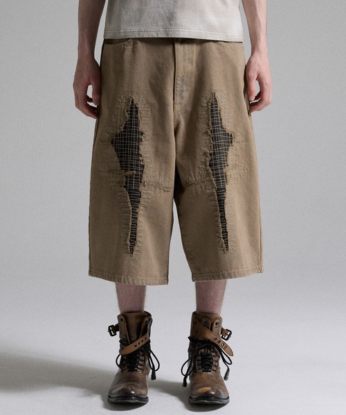 GRANCY(グランシー)の「【GRANCY】Stitch Patch Half Denim Pants / ステッチパッチハーフデニムパンツ(デニムパンツ・メンズ・ベージュ/ブラック・L/M/S)」の2枚目の写真