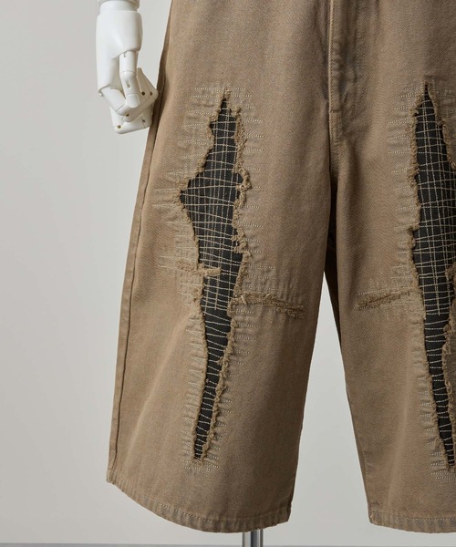GRANCY(グランシー)の「【GRANCY】Stitch Patch Half Denim Pants / ステッチパッチハーフデニムパンツ(デニムパンツ・メンズ・ベージュ/ブラック・L/M/S)」の4枚目の写真