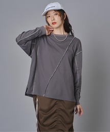 配色ステッチロングスリーブTシャツ
