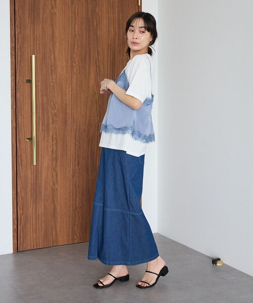 CRAFT STANDARD BOUTIQUE(クラフトスタンダードブティック)の「レイヤーレースキャミ(キャミソール・レディース・ブルー/オフホワイト・FREE)」の5枚目の写真
