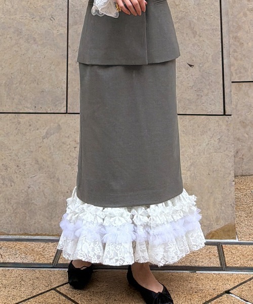 JENNE(ジェンヌ)の「ホイップレーススカート(スカート・レディース・グレー/ブラック・MEDIUM/SMALL/LARGE)」の1枚目の写真