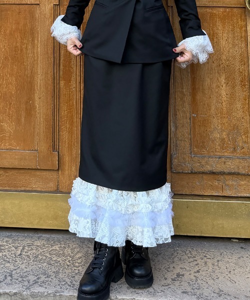 JENNE(ジェンヌ)の「ホイップレーススカート(スカート・レディース・グレー/ブラック・MEDIUM/SMALL/LARGE)」の2枚目の写真