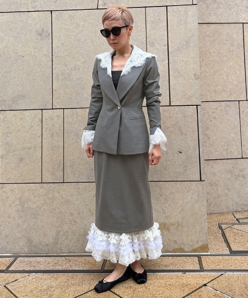 JENNE(ジェンヌ)の「ホイップレーススカート(スカート・レディース・グレー/ブラック・MEDIUM/SMALL/LARGE)」の5枚目の写真