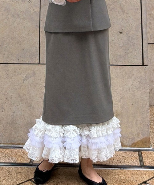 JENNE(ジェンヌ)の「ホイップレーススカート(スカート・レディース・グレー/ブラック・MEDIUM/SMALL/LARGE)」の6枚目の写真