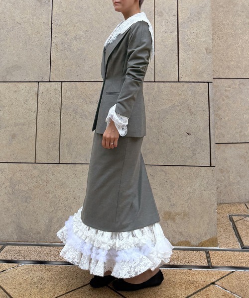 JENNE(ジェンヌ)の「ホイップレーススカート(スカート・レディース・グレー/ブラック・MEDIUM/SMALL/LARGE)」の8枚目の写真